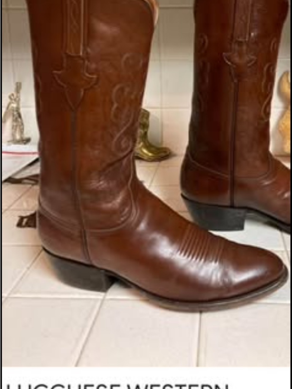 Lucchese Brown Leather Western Cowboy Boots